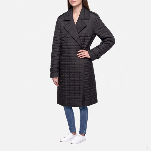 Moschino Quilted Longline Trench Jacket Black