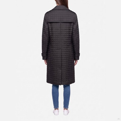 Moschino Quilted Longline Trench Jacket Black