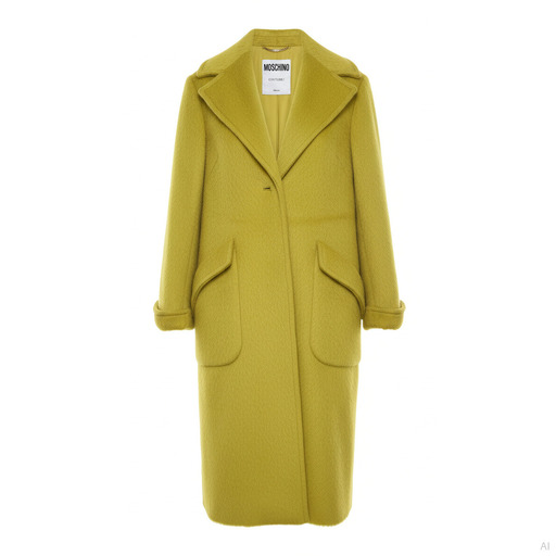 Moschino Chartreuse Long Wool-Blend Jacket
