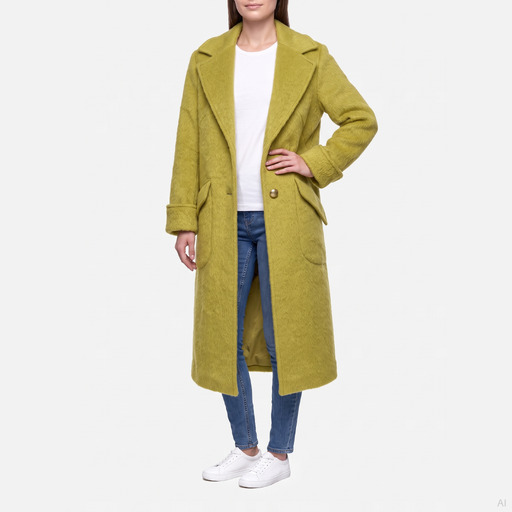 Moschino Chartreuse Long Wool-Blend Jacket
