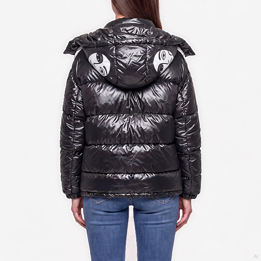 Moschino Glossy Black Quilted Puffer Jacket