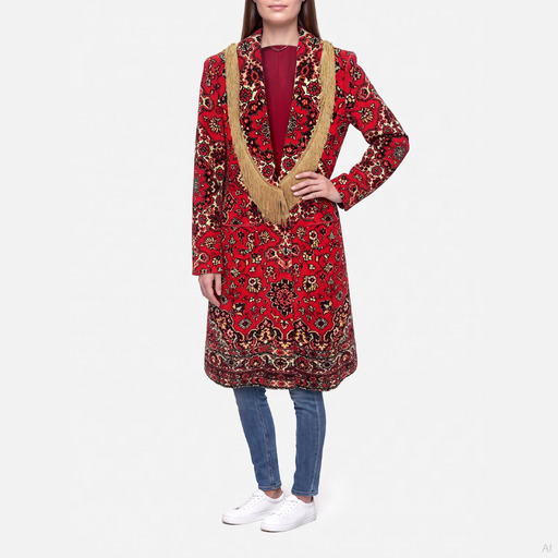 Moschino Persian Carpet Print Fringe Jacket Red
