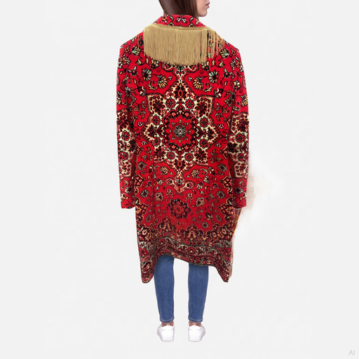 Moschino Persian Carpet Print Fringe Jacket Red