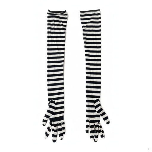 Philosophy Striped Opera Gloves Black White