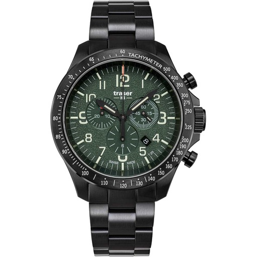 Hodinky Traser H3 109464 P67 Officer chrono green steel 46mm 10ATM