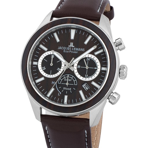 Hodinky Jacques Lemans 1-2115C Eco Power Wood Chronograph 44mm 10ATM