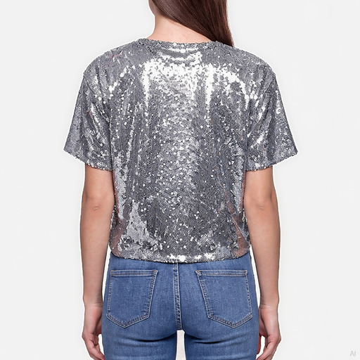 Michael Kors Silver Sequin Logo Crop Top