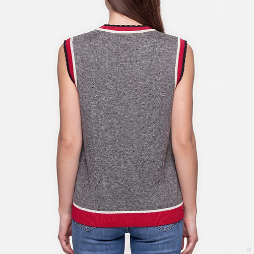Moschino Floral Intarsia Knit Gilet Grey