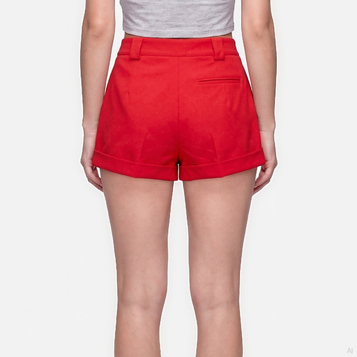 Moschino Red High-Waist Pleated Tailored Shorts