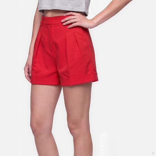 Moschino Red High-Waist Pleated Tailored Shorts