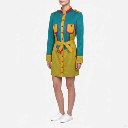 Moschino Colorblock Military Shirt Dress