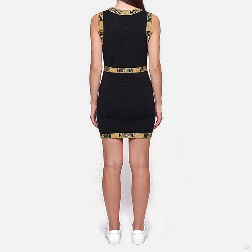 Moschino Logo Band Bodycon Dress Black