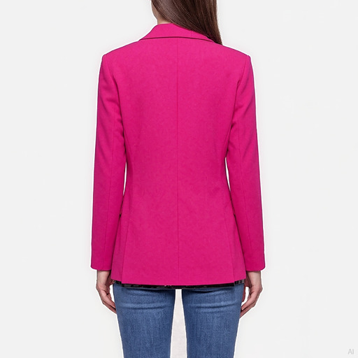 Moschino Double-Breasted Wool Blend Blazer Fuchsia