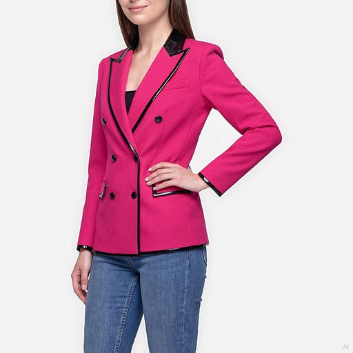 Moschino Double-Breasted Wool Blend Blazer Fuchsia