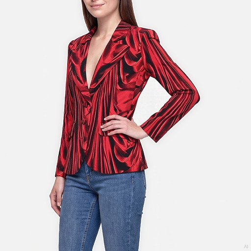 Moschino Red Draped-Print Fitted Blazer