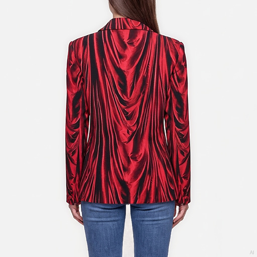 Moschino Red Draped-Print Fitted Blazer