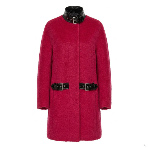 Moschino Raspberry Wool Blend Buckle Coat