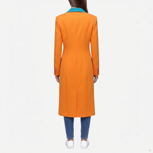 Moschino Colorblock Double-Breasted Long Coat Orange
