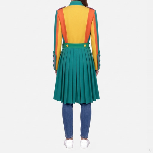 Moschino Multicolor Military Belted Coat