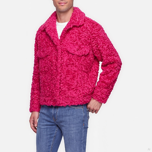 Moschino Fuchsia Curly Faux Fur Jacket