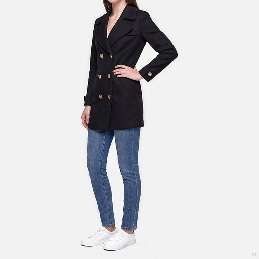 Moschino Double-Breasted Black Wool Coat