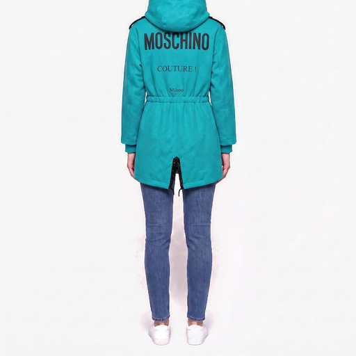 Moschino Teal Hooded Parka Jacket