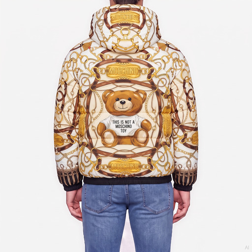 Moschino Chain Print Hooded Bomber Jacket