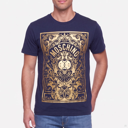 Moschino Gold Print Navy T-Shirt