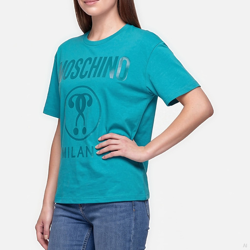 Moschino Double Question Mark Logo T-Shirt in Teal