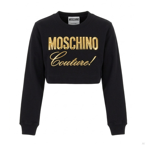 Moschino Couture Cropped Crewneck Sweatshirt in Black