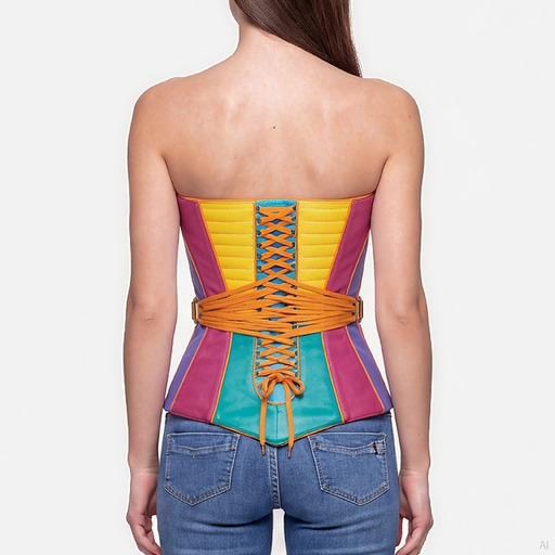 Moschino Multicolor Leather Corset Top
