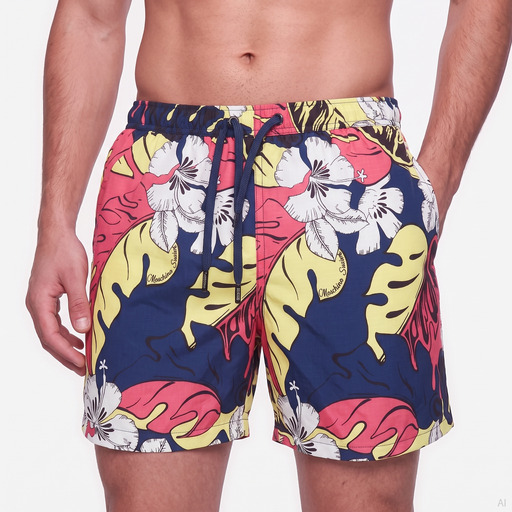 Moschino Tropical Print Swim Boxer Navy