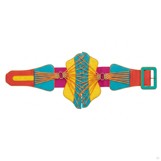 Moschino Multicolour Lace-Up Corset Belt