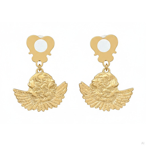 Moschino Winged Angel Drop Earrings Gold