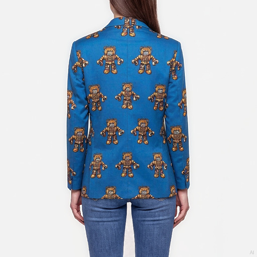 Moschino Robot Teddy Bear Print Double-Breasted Blazer