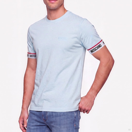 Moschino Underwear Logo Tape T-Shirt in Light Blue
