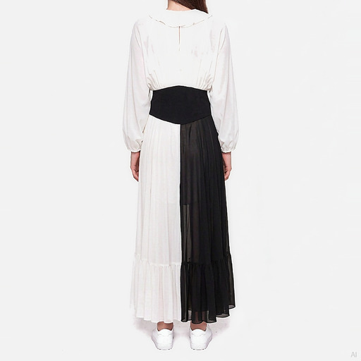 Philosophy Black & White Two-Tone Midi Dress