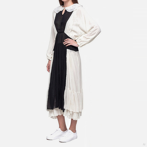 Philosophy Black & White Two-Tone Midi Dress