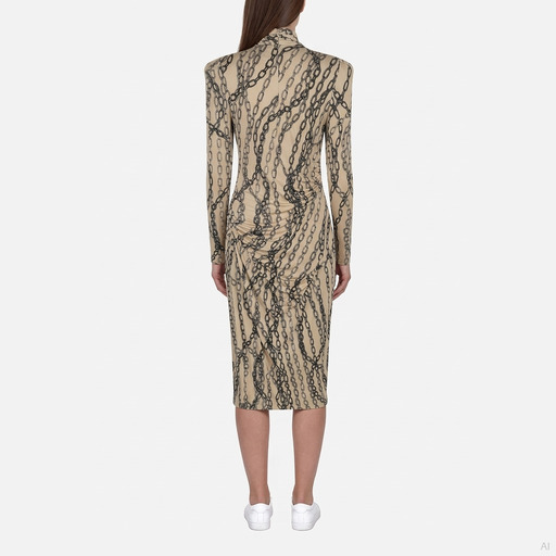 Philosophy Chain Print Ruched Midi Dress