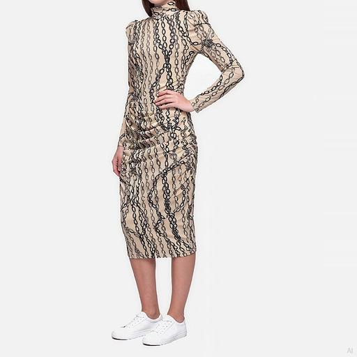 Philosophy Chain Print Ruched Midi Dress