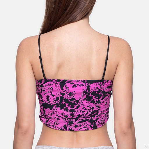 Philosophy Cat Print Bralette Fuchsia Black