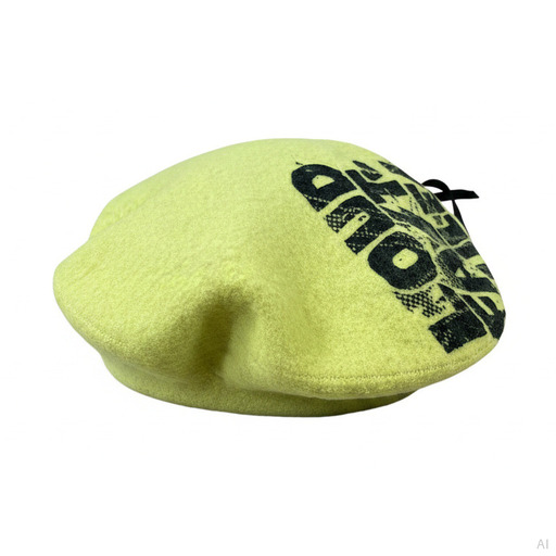 Philosophy Graphic Print Beret Lime Yellow