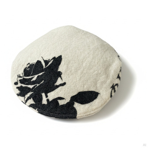 Philosophy Rose Print Wool Beret Cream