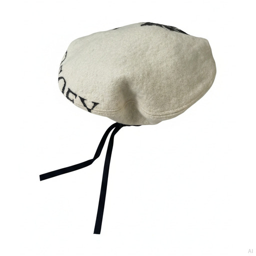 Philosophy Rose Print Wool Beret Cream