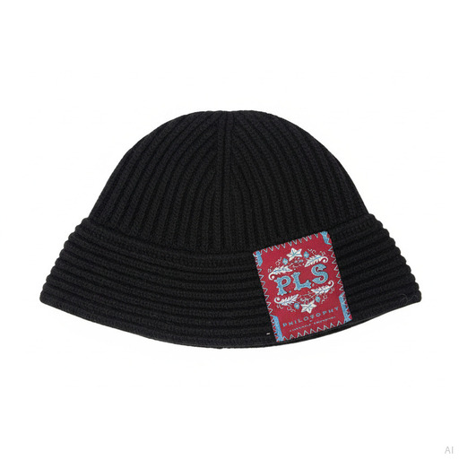 Philosophy Black Ribbed Knit Beanie Hat