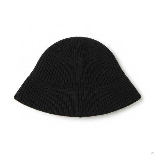 Philosophy Black Ribbed Knit Beanie Hat
