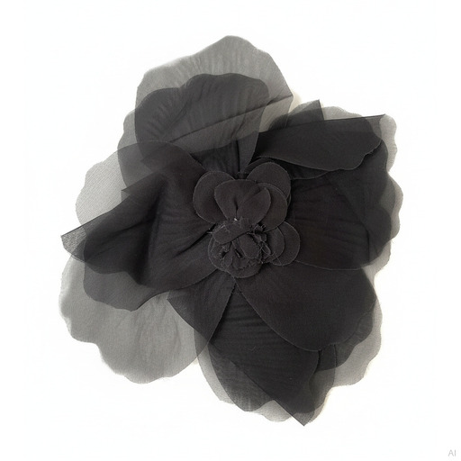 Philosophy Black Fabric Flower Hair Brooch