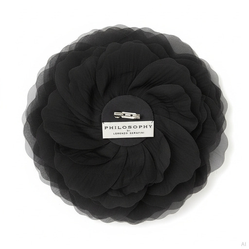 Philosophy Black Fabric Flower Hair Brooch