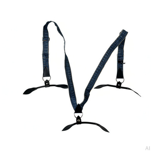 Philosophy Denim Blue Leather-End Braces