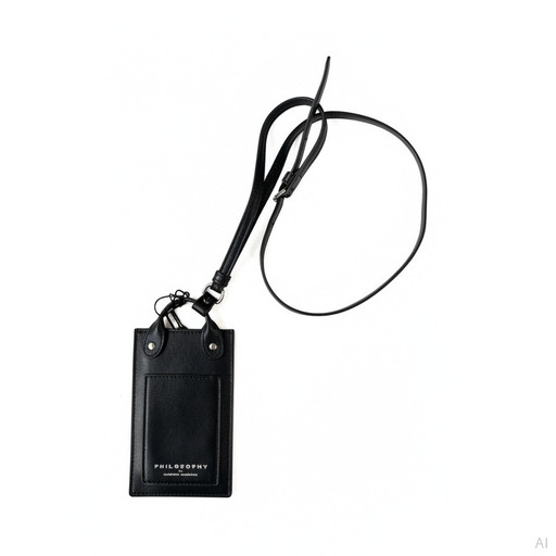 Philosophy Black Leather Crossbody Phone Case